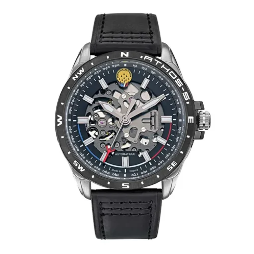 Montre Automatique Homme PATROUILLE DE FRANCE ATHOS 5 Cuir Noir