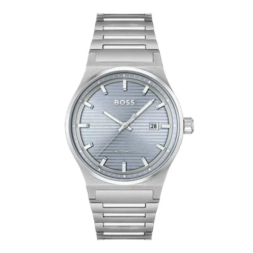 Montre Automatique Homme BOSS CANDOR BLEU Acier Argenté