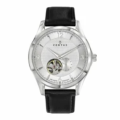 Montre Automatique Homme CERTUS OPEN HEART Cuir Noir