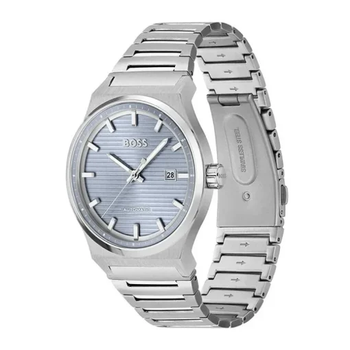 Montre Automatique Homme BOSS CANDOR BLEU Acier Argenté