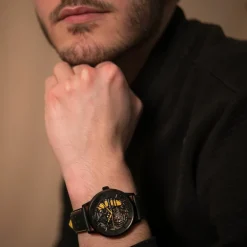 Montre Automatique Homme PIERRE LANNIER PADDOCK Cuir Perforé Noir