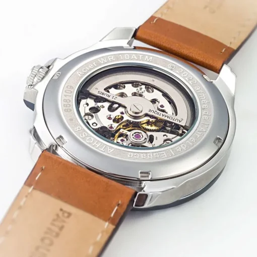 Montre Automatique Homme PATROUILLE DE FRANCE ATHOS 8 Cuir Brun