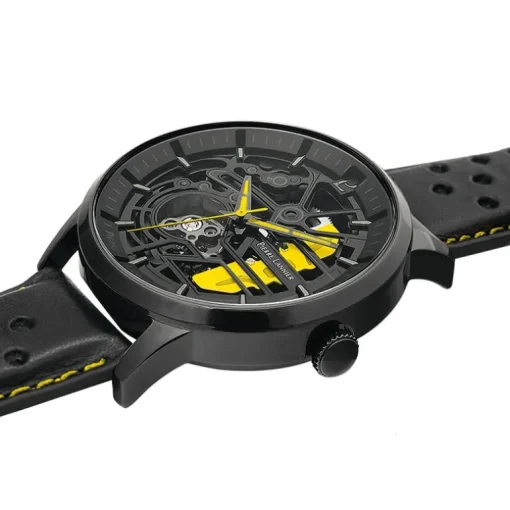 Montre Automatique Homme PIERRE LANNIER PADDOCK Cuir Perforé Noir