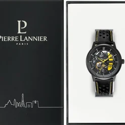 Montre Automatique Homme PIERRE LANNIER PADDOCK Cuir Perforé Noir