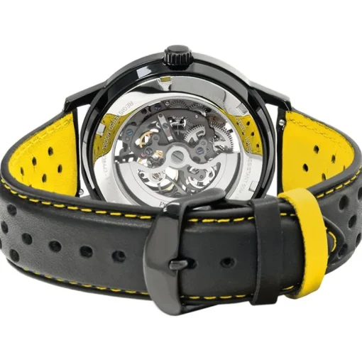 Montre Automatique Homme PIERRE LANNIER PADDOCK Cuir Perforé Noir