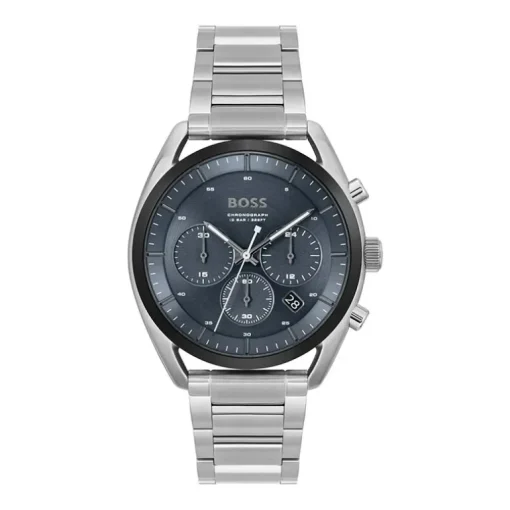 Montre Chronographe Homme BOSS TOP BLEU Acier Argenté