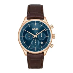 Montre Chronographe Homme BOSS GREGOR BLEU Cuir Brun