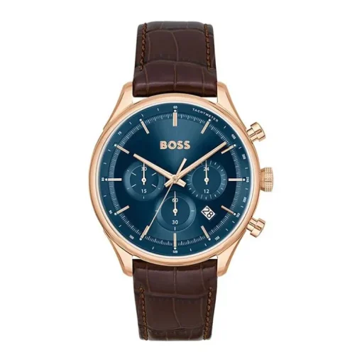 Montre Chronographe Homme BOSS GREGOR BLEU Cuir Brun