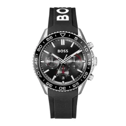 Montre Chronographe Homme BOSS RUNNER Silicone Noir