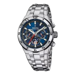 Montre Chronographe Homme FESTINA CHRONO BIKE BLEU Acier Argenté