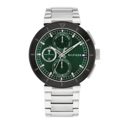 Montre Chronographe Homme TOMMY HILFIGER LORENZO VERT Acier Argenté