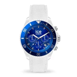 Montre Chronographe Homme L ICE WATCH CHRONO WHITE BLUE Silicone Blanc