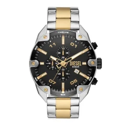 Montre Chronographe Homme DIESEL SPIKED NOIR Acier Bicolore