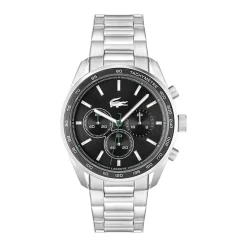 Montre Chronographe Homme LACOSTE BOSTON NOIR Acier Argenté