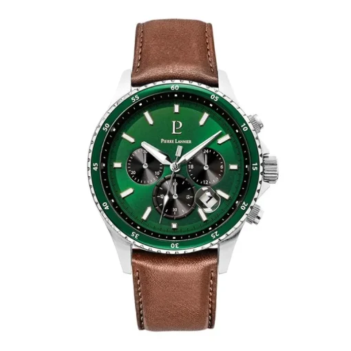 Montre Chronographe Homme PIERRE LANNIER CRONOS Cuir Brun