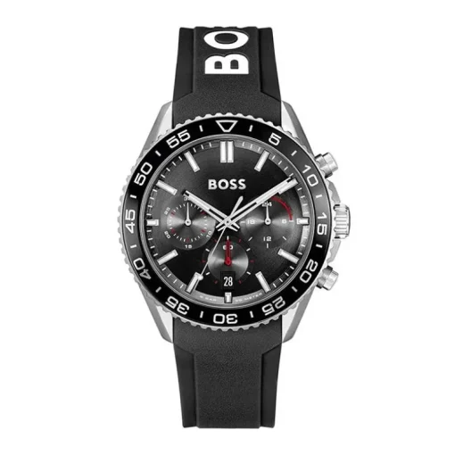 Montre Chronographe Homme BOSS RUNNER Silicone Noir