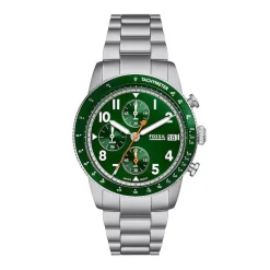 Montre Chronographe Homme FOSSIL SPORT TOURER VERT Acier Argenté