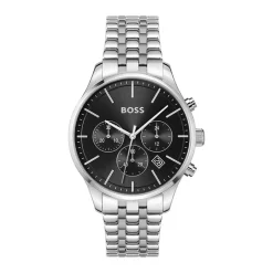 Montre Chronographe Homme BOSS AVERY NOIR Acier Argenté