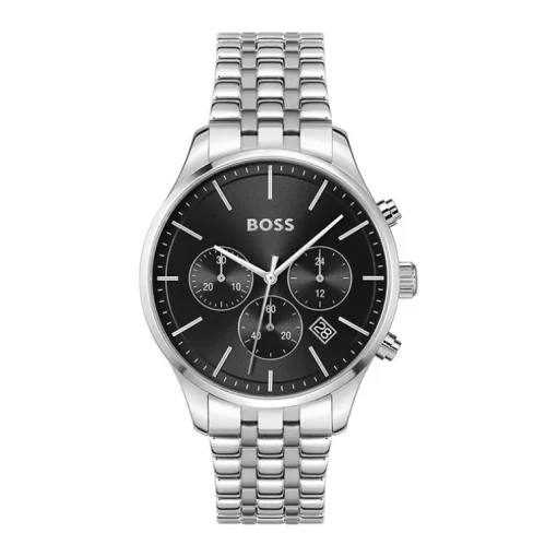 Montre Chronographe Homme BOSS AVERY NOIR Acier Argenté