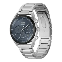 Montre Chronographe Homme BOSS TOP BLEU Acier Argenté