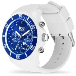Montre Chronographe Homme L ICE WATCH CHRONO WHITE BLUE Silicone Blanc