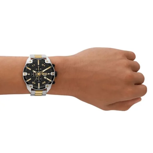 Montre Chronographe Homme DIESEL SPIKED NOIR Acier Bicolore