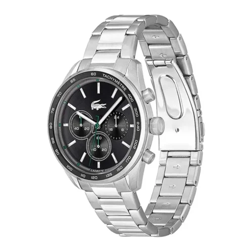 Montre Chronographe Homme LACOSTE BOSTON NOIR Acier Argenté