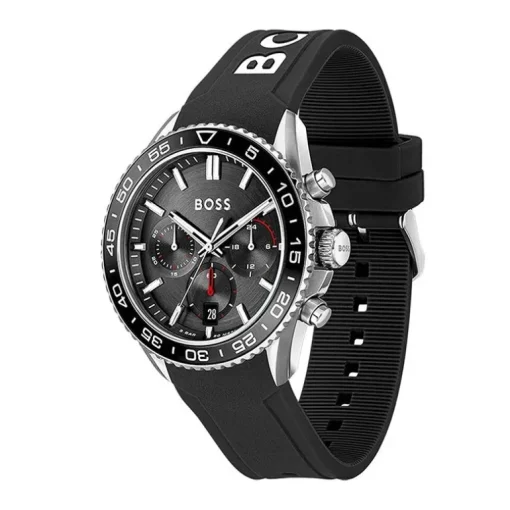 Montre Chronographe Homme BOSS RUNNER Silicone Noir