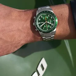Montre Chronographe Homme FOSSIL SPORT TOURER VERT Acier Argenté