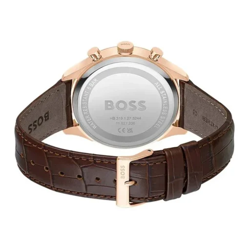Montre Chronographe Homme BOSS GREGOR BLEU Cuir Brun