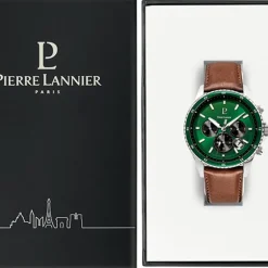 Montre Chronographe Homme PIERRE LANNIER CRONOS Cuir Brun