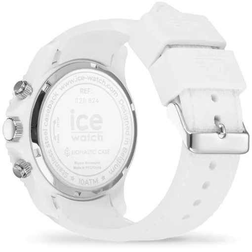 Montre Chronographe Homme L ICE WATCH CHRONO WHITE BLUE Silicone Blanc