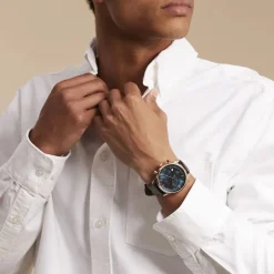 Montre Chronographe Homme BOSS GREGOR BLEU Cuir Brun