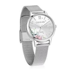 Montre Coffret Femme Solaire OUI&ME Cuir Rose et Acier Argenté ME010373