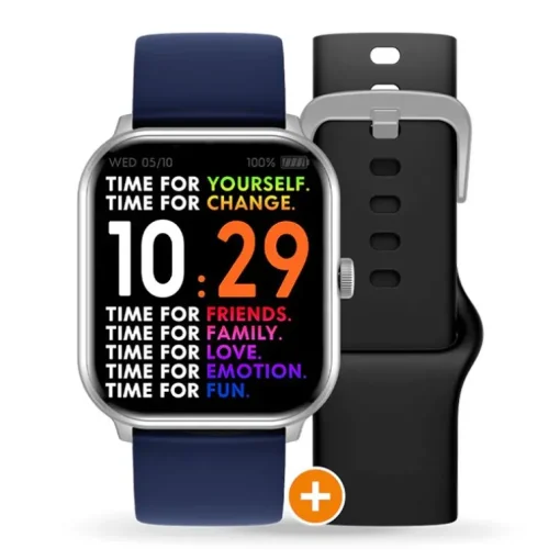 Montre Connectée Homme ICE WATCH SMART 1.0 SILVER Silicone Bleu et Silicone Noir