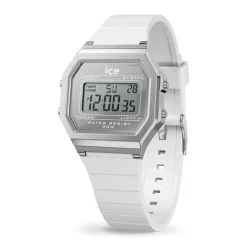 Montre Digitale Femme S ICE WATCH DIGIT RETRO METAL SILVER Silicone Blanc