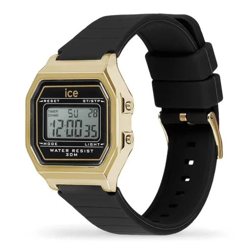 Montre Digitale Femme S ICE WATCH DIGIT RETRO GOLD Silicone Black