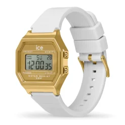 Montre Digitale Femme S ICE WATCH DIGIT RETRO METAL GOLD Silicone Blanc