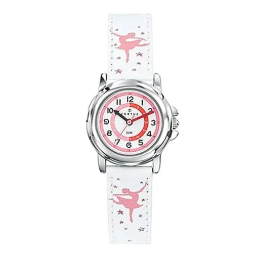 Montre Enfant CERTUS JUNIOR Cuir Blanc et Rose