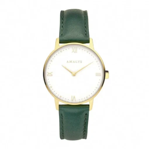 Montre femme AMALYS ELISA cuir vert