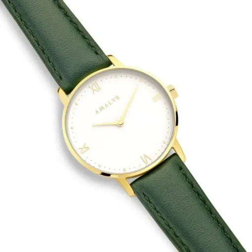 Montre femme AMALYS ELISA cuir vert
