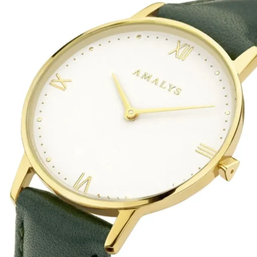 Montre femme AMALYS ELISA cuir vert