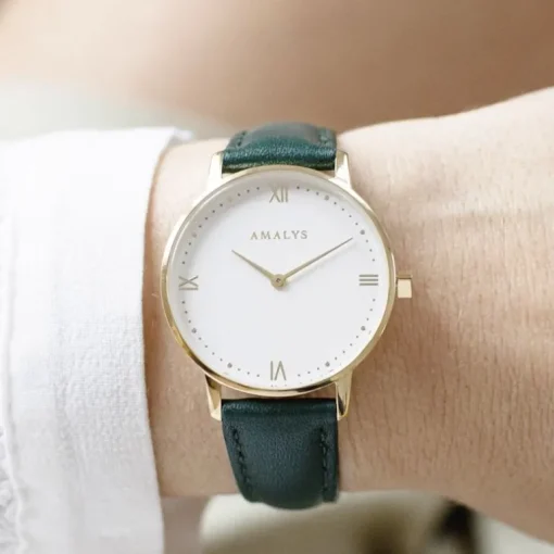 Montre femme AMALYS ELISA cuir vert