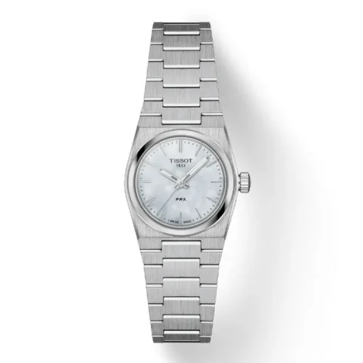 Montre femme analogique Tisot PRX 25mm cadran nacre acier argent T1370101111100