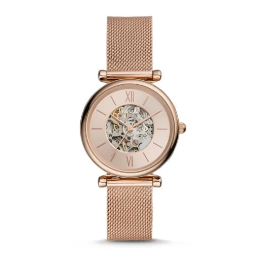 montre femme automatique FOSSIL Carlie acier doré rose