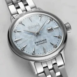 Montre Femme Automatique Seiko Presage Cocktail Time Sky Diving Acier Argenté SRE007J1