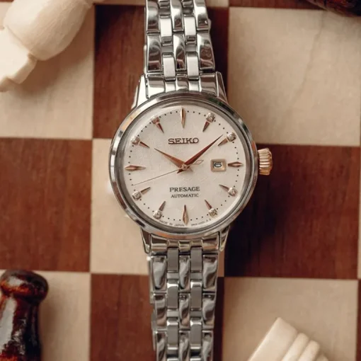 Montre Femme Automatique Seiko Presage Cocktail Time Clover Club Acier Argenté SRE009J1