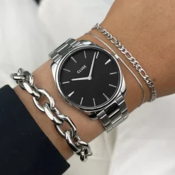 montre femme cluse Féroce acier argenté