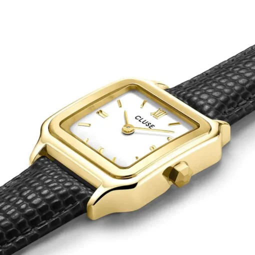 Montre Femme CLUSE GRACIEUSE PETITE BLACK LIZARD Cuir Noir