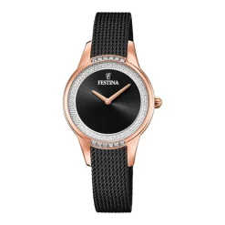 montre femme festina MADEMOISELLE acier doré noir